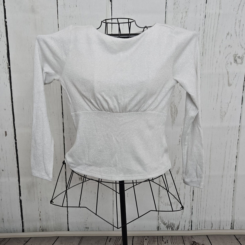 Elegant White Silver Women's Top From Banana Republic Size S